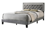 Presley Gray Velvet Fabric Full Bed