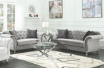 Frostine 2-Pc Silver Velvet Sofa Set (Oversized)