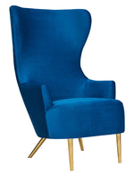 Julia Navy Velvet Wingback Accent Chair