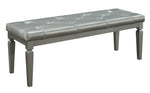 Allura Silver PU Leather/Wood Tufted Bed Bench