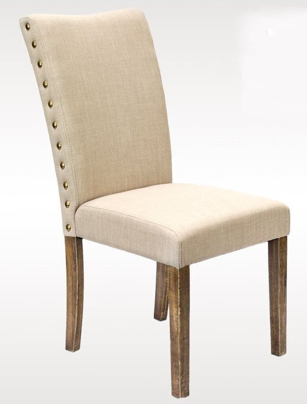 Carey 2 Taupe Linen Fabric/Wood Side Chairs