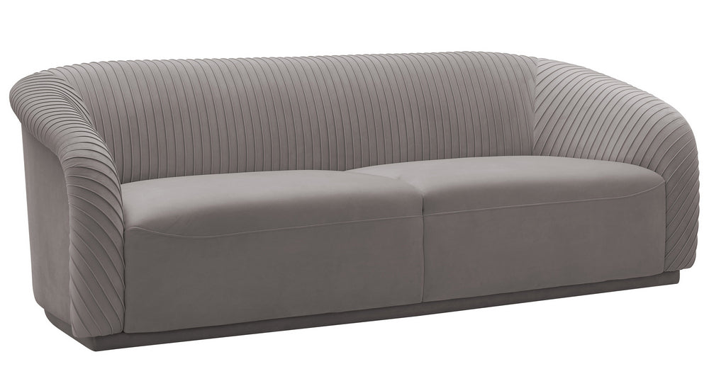 Yara Pleated Grey Velvet 2-Seat Sofa (Oversized)