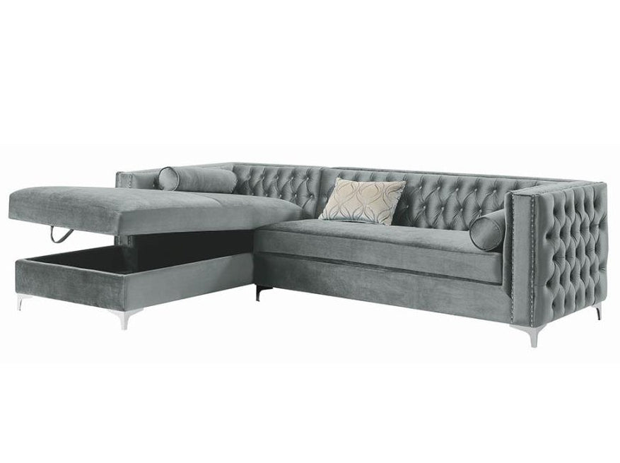 Bellaire Contemporary Grey Velvet LAF Sectional