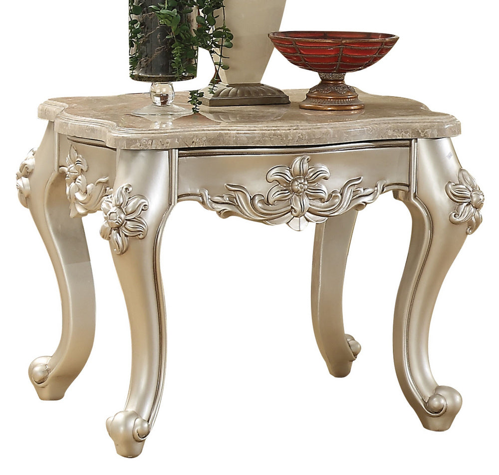 Bently Marble/Champagne Finish Wood End Table