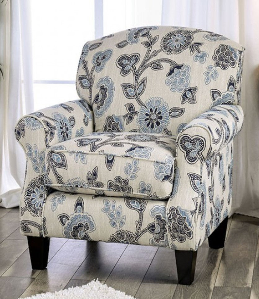 Nash Floral Pattern Linen-Like Fabric Chair