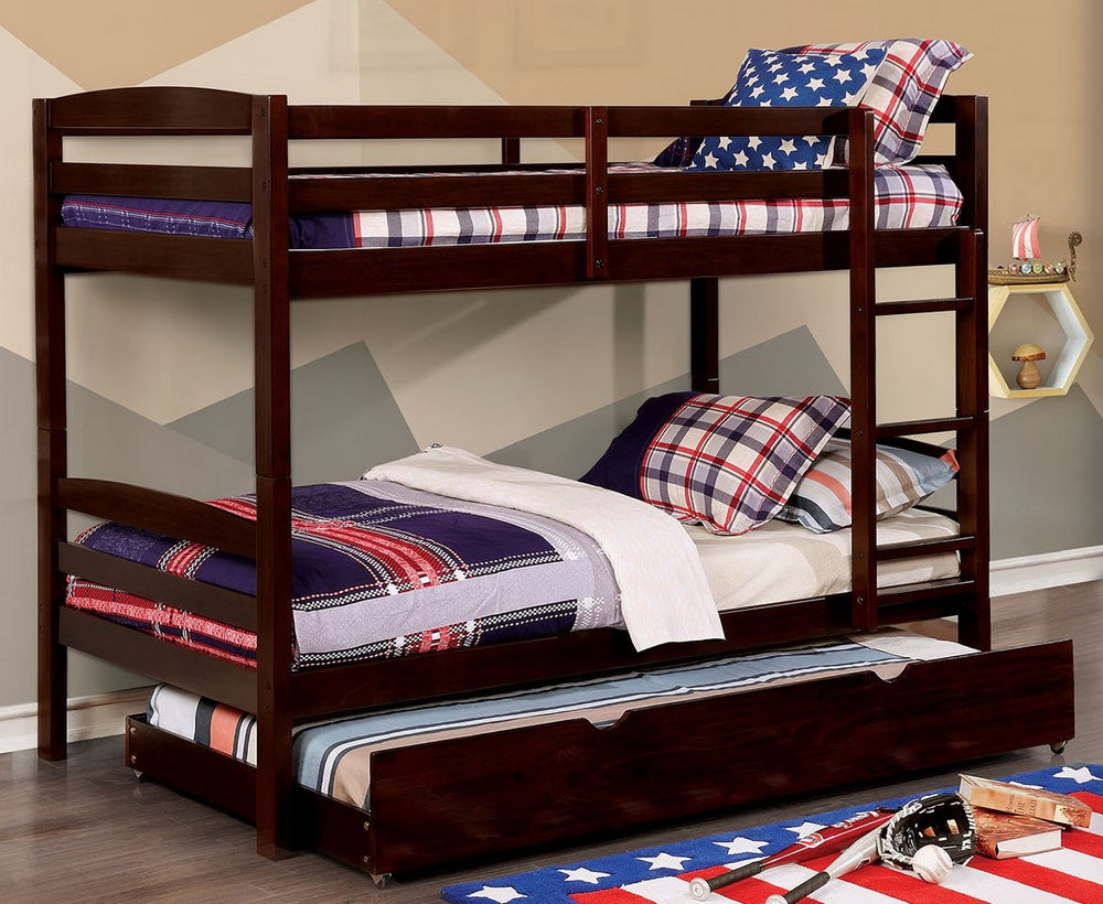 Elaine Dark Walnut Twin Bunk Bed with Trundle