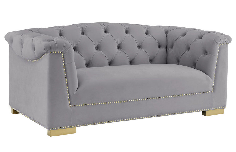 Farah Grey Velvet Loveseat