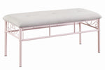 Massi Ivory Fabric/Powder Pink Metal Bench