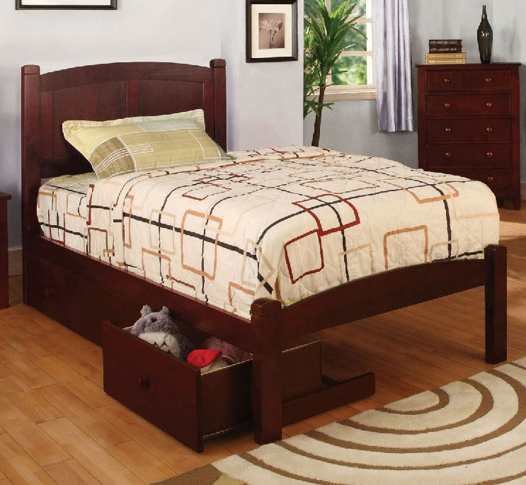 Cara Cherry Wood Full Bed w/Underbed Drawers