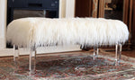 Cosette White Fur/Clear Acryl Accent Bench