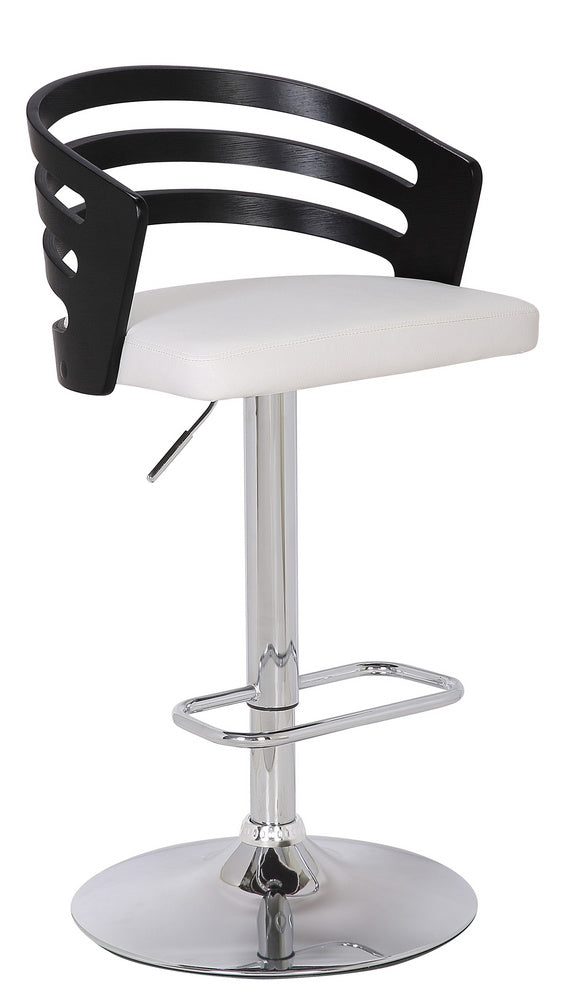 Della White/Black PU Leather/Wood Bar Stool