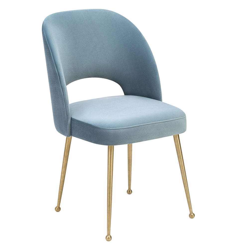 Swell Sea Blue Velvet/Gold Meta Side Chair