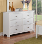 Rosario White Wood 6-Drawer Dresser