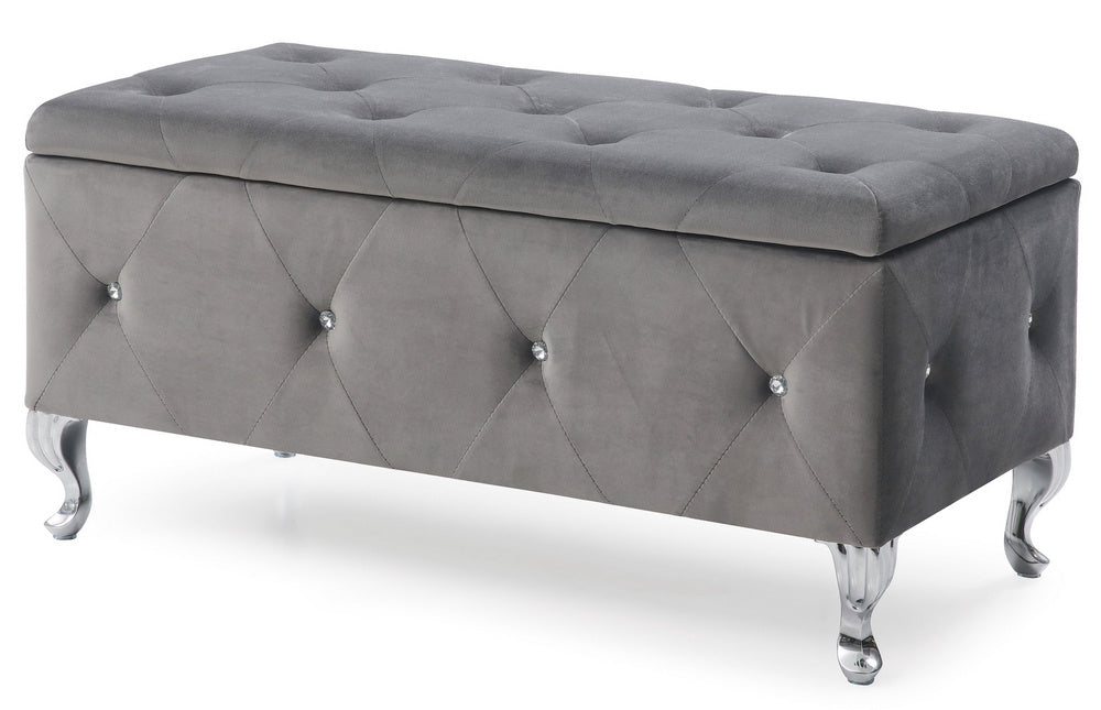 Luce Grey Faux Suede Storage Bench