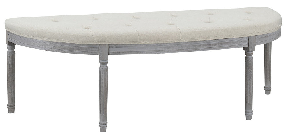 Demi Gray Fabric/Weathered Grey Wood Tufted Bench