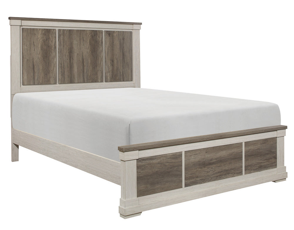 Arcadia White & Weathered Gray Wood Queen Bed