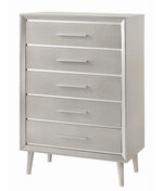 Ramon Metallic Sterling Wood 5-Drawer Chest