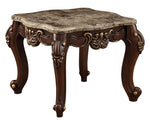 Mehadi Walnut Wood/Marble Square End Table