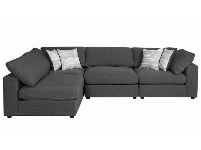 Serene 4-Pc Charcoal Linen Blend Modular Sectional Sofa