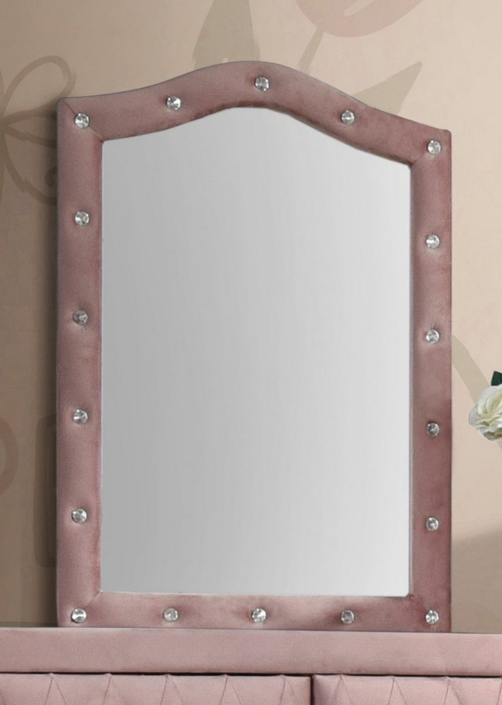 Reggie Pink Fabric Upholstered Frame Dresser Mirror