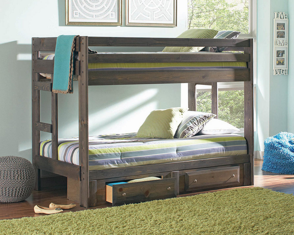 Wrangle Hill Gunsmoke Wood Twin/Twin Bunk Bed with Storage