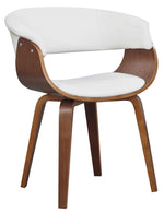 Adelia White PU Leather/Wood Arm Chair