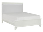 Kerren White Wood Queen Bed w/Faux Leather Headboard