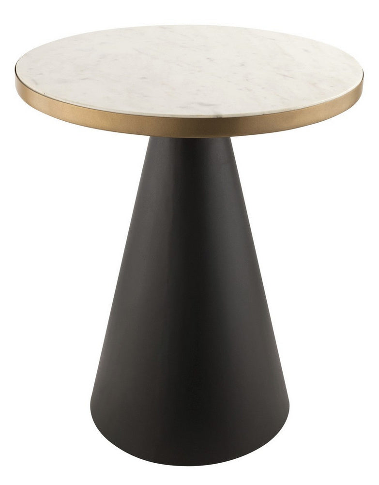 Richard White Marble/Black Iron Side Table