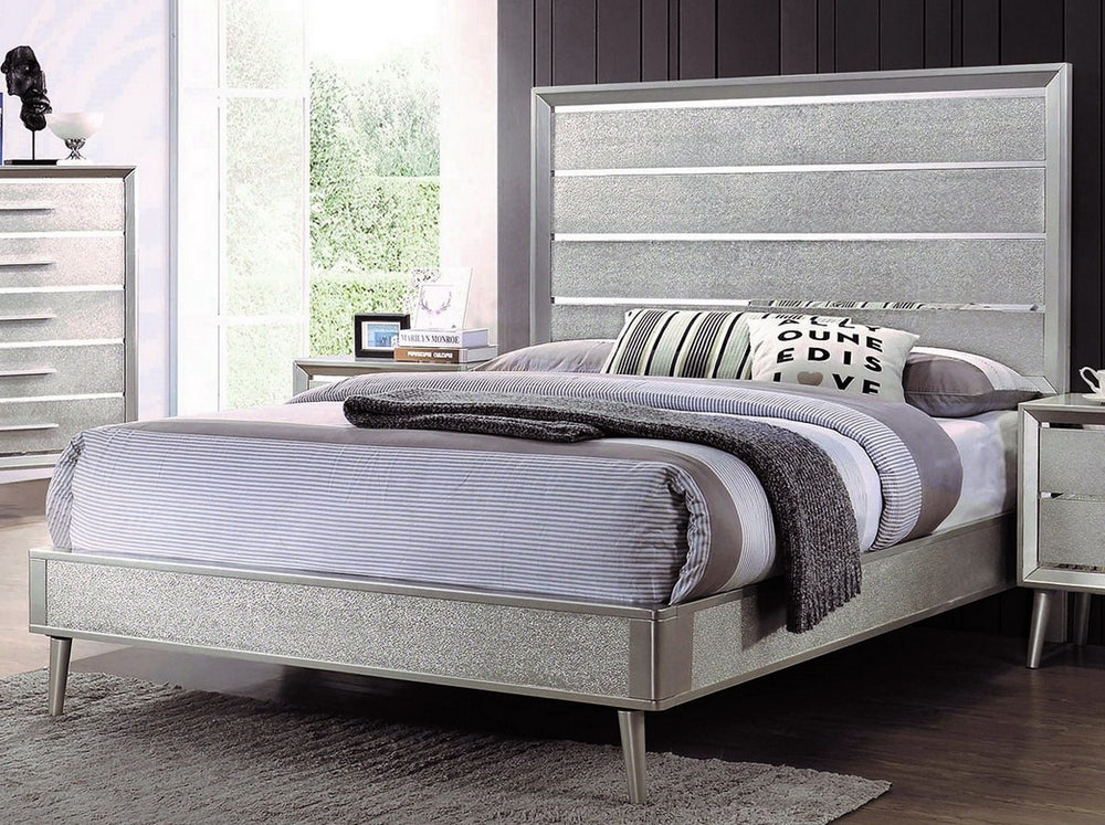 Ramon Metallic Sterling Wood Full Panel Bed