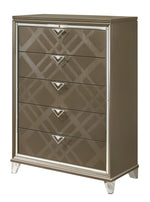 Skylar Dark Champagne Wood 5-Drawer Chest