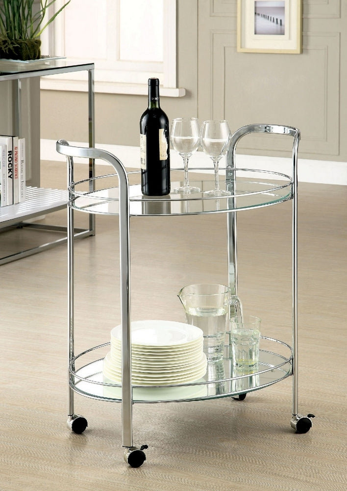 Loule Contemporary Chrome Serving Cart