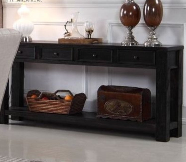 Newport Antique Black Wood Sofa Table