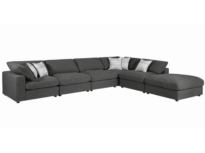 Serene 6-Pc Charcoal Linen Blend Modular Sectional Sofa