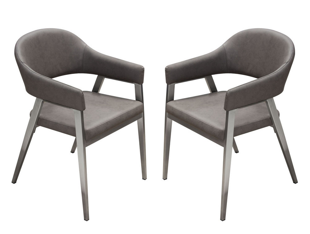 Adele 2 Grey Leatherette Arm Chairs