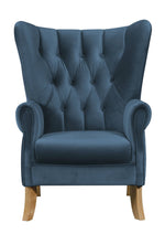 Adonis Azure Blue Velvet Button Tufted Accent Chair