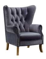 Adonis Gray Velvet Button Tufted Accent Chair