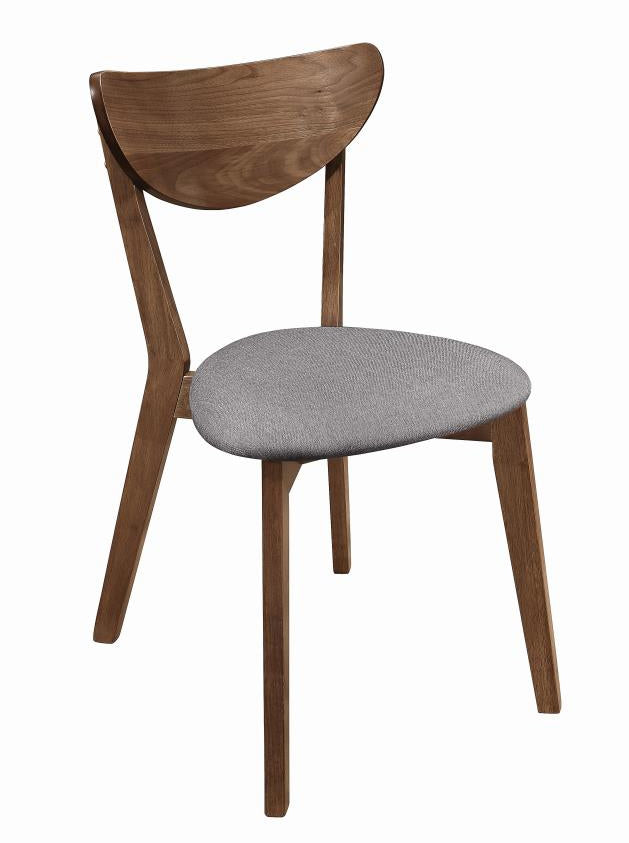 Alfredo 2 Grey Fabric/Natural Walnut Wood Side Chairs