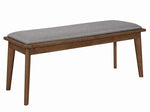 Alfredo Grey Fabric/Natural Walnut Wood Dining Bench