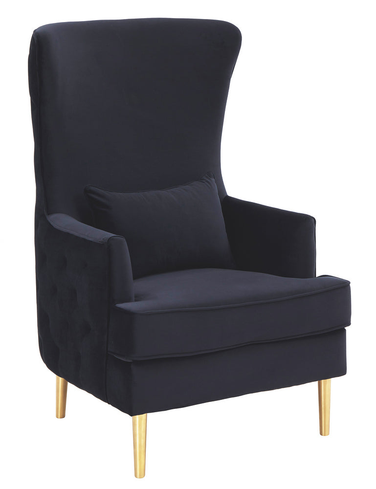 Alina Black Velvet Tall Back Accent Chair