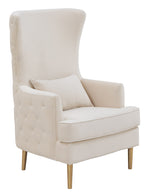 Alina Cream Velvet Tall Back Accent Chair