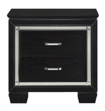 Allura Black Wood Nightstand with Alligator Embossing