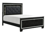 Allura Black Wood Queen Bed with LED Lighting