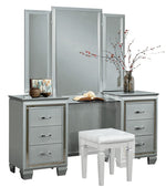 Allura Silver Wood Vanity Table with Mirror