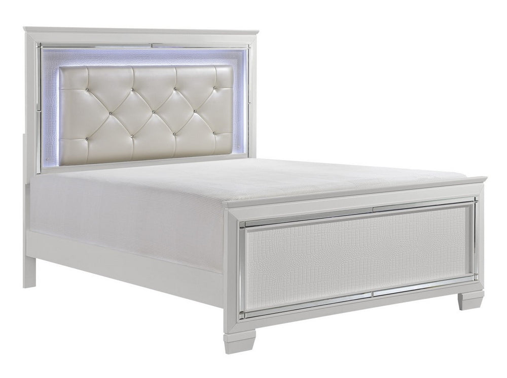 Allura White Wood King Bed with LED Lighting