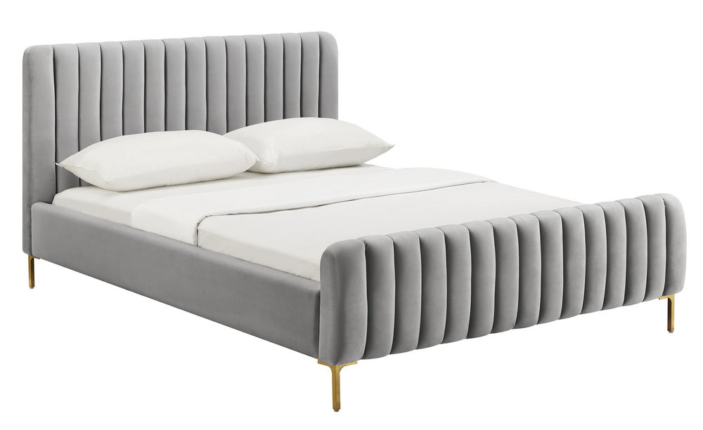 Angela Contemporary Grey Velvet King Platform Bed