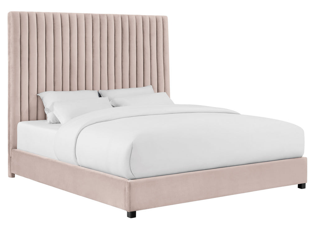 Arabelle Blush Velvet Queen Platform Bed