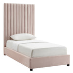 Arabelle Blush Velvet Twin Platform Bed