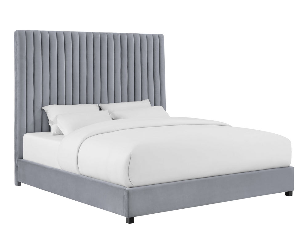 Arabelle Grey Velvet Queen Platform Bed