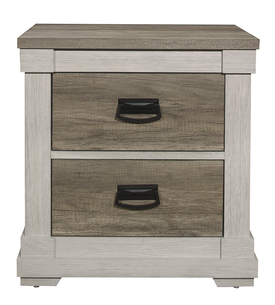 Arcadia White & Weathered Gray Wood Nightstand