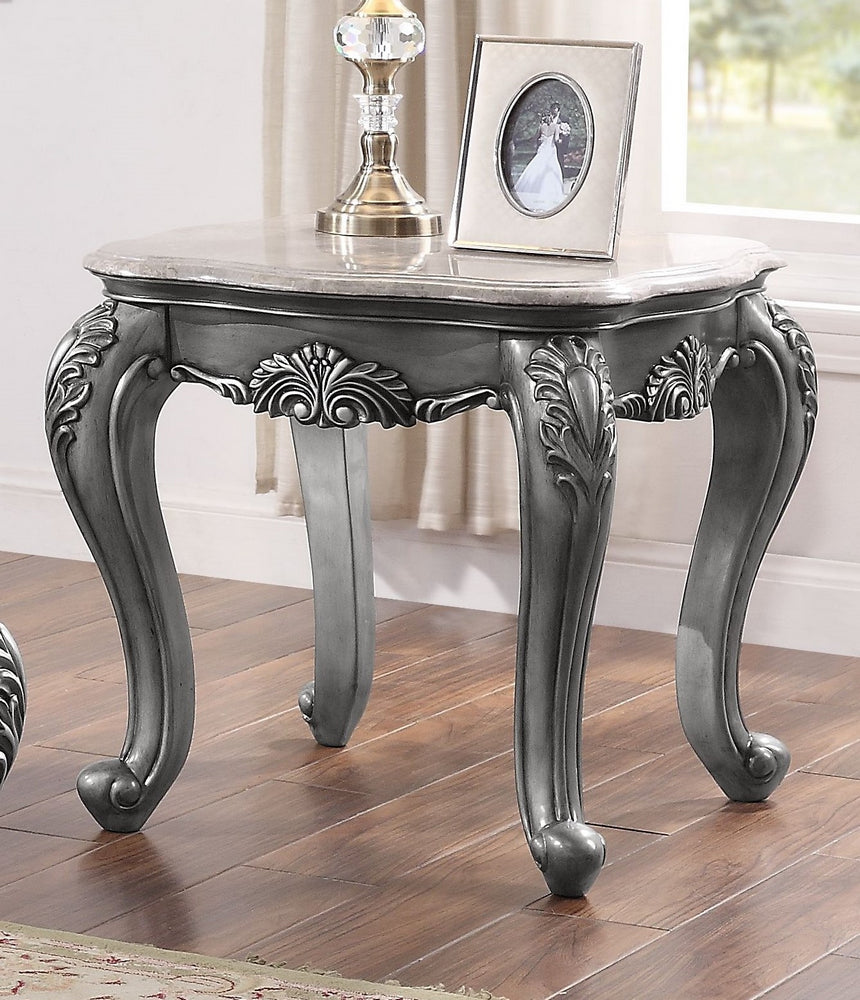 Ariadne Marble/Platinum Wood End Table